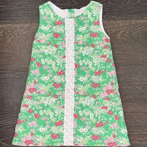bella bliss Green and Pink Floral Kids Dress